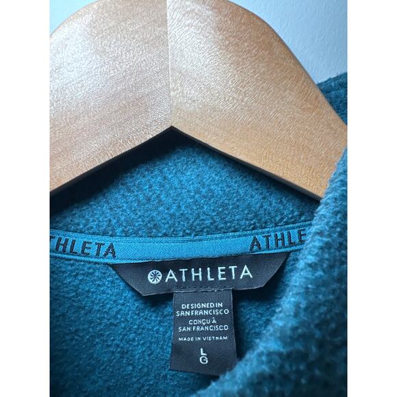 ATHLETA Women’s Stroll Fleece Moto Vest Large Borealis Green Athleisure Gorpcore - Picture 2 of 4